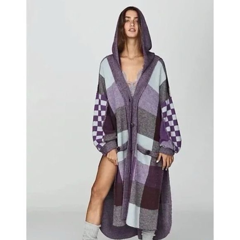 Free People Lavender and Grey Cardi